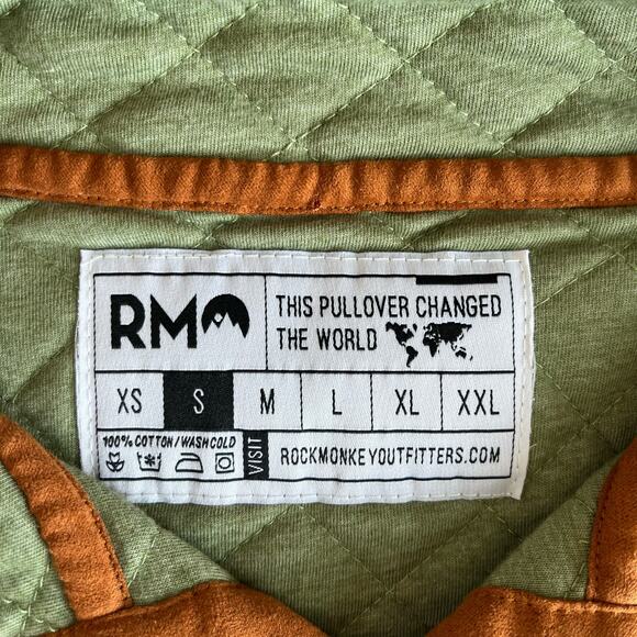 Rock Monkey Pullover Shacket  Mens Small Green Quilted 100% Cotton Snaps Unisex - Picture 5 of 5